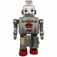 Robot - Tin Toy Robot - Smoking Spaceman Robot - silver
