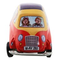 Tin toy - wind-up car - mini racer - yellow red - tin car