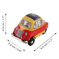 Tin toy - wind-up car - mini racer - yellow red - tin car