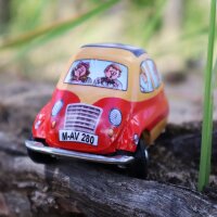 Tin toy - wind-up car - mini racer - yellow red - tin car