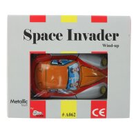 Blechspielzeug - Rennwagen - Space Invader - orange weiß - Aufziehauto