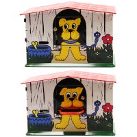 Haus Spardose - Hund - Blechspielzeug - Blechspardose
