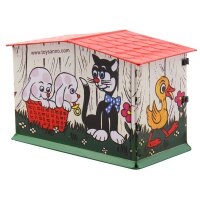 Haus Spardose - Hund - Blechspielzeug - Blechspardose
