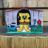 Haus Spardose - Hund - Blechspielzeug - Blechspardose