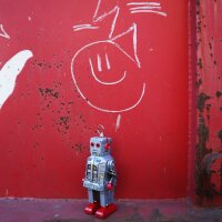 Robot - medium robot - Space Robot - grey - tin robot