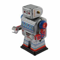 Robot - small robot - silver-blue - tin robot