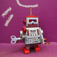 Roboter - kleiner Roboter - silber-rot - Blechroboter
