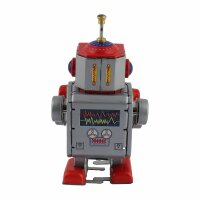 Robot - small robot - silver-red - tin robot