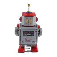 Robot - small robot - silver-red - tin robot