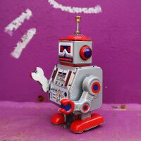 Robot - small robot - silver-red - tin robot