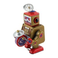 Roboter - Roboter mit Trommel - goldfarben - Blechroboter