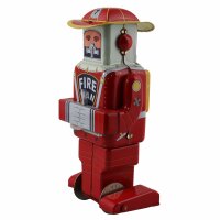 Roboter - Feuerwehrmann - Fire Man - rot - Blechroboter