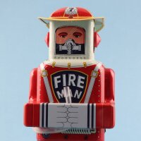 Roboter - Feuerwehrmann - Fire Man - rot - Blechroboter