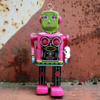 Roboter - Walking Robot Woman - Roberta - pink - Blechroboter