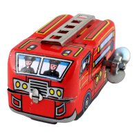 Tin toy - collectable toys - fire brigade - ladder vehicle - red - fire engine