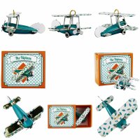 Tin toy - mini airplane biplane - deco trailer - metal
