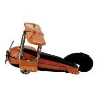Blechspielzeug - Mini Flugzeug Doppeldecker - Deko Anhänger - Metall orange