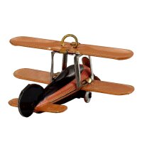 Blechspielzeug - Mini Flugzeug Doppeldecker - Deko Anhänger - Metall orange