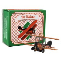 Blechspielzeug - Mini Flugzeug Doppeldecker - Deko Anhänger - Metall orange