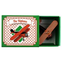 Blechspielzeug - Mini Flugzeug Doppeldecker - Deko Anhänger - Metall orange