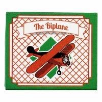 Blechspielzeug - Mini Flugzeug Doppeldecker - Deko Anhänger - Metall orange