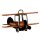 Blechspielzeug - Mini Flugzeug Doppeldecker - Deko Anhänger - Metall orange