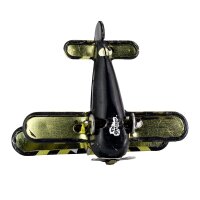 Tin toy - mini airplane biplane - deco trailer - metal black