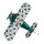 Tin toy - mini airplane biplane - deco trailer - metal turquoise