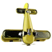 Blechspielzeug - Mini Flugzeug Doppeldecker - Deko Anhänger - Metall gelb