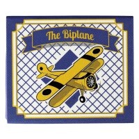 Blechspielzeug - Mini Flugzeug Doppeldecker - Deko Anhänger - Metall gelb