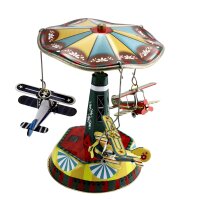 Tin toys - carousel with airplanes - biplane - airplane carousel