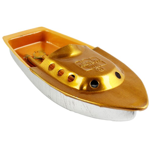 Tin toy candle boat Speedy G orange pop tin boat rattle boat