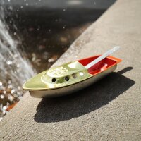Tin toy candle boat Speedy G orange pop tin boat rattle boat