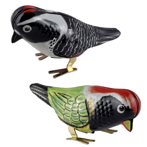Blechspielzeug pickender Vogel 9cm stabil Blechvogel Aufziehvogel