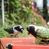 Blechspielzeug pickender Vogel 9cm stabil Blechvogel Aufziehvogel