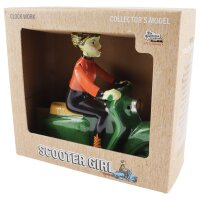 Tin toy scooter girl green girl on a motor scooter scooter