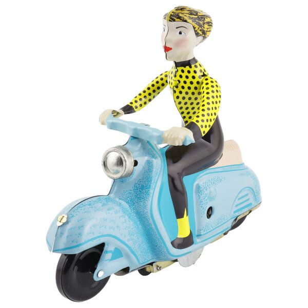 Tin toy scooter girl blue-light blue girl on a motor scooter scooter