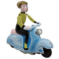 Tin toy scooter girl blue-light blue girl on a motor...