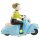 Tin toy scooter girl blue-light blue girl on a motor scooter scooter