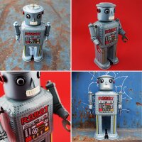 Robot Mechanical Arm Swing Robot grey tin toy robot