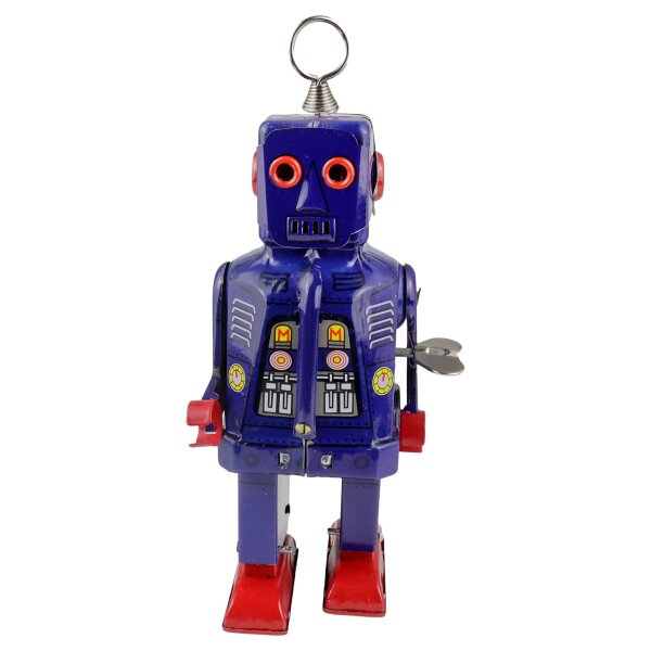 Roboter Space Robot mittelgroß blau Blechroboter