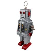 Roboter Space Robot mittelgroß grau Blechroboter