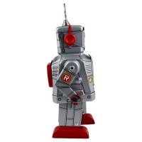 Roboter Space Robot mittelgroß grau Blechroboter