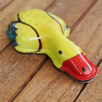 Blechspielzeug Knack Ente breit Klicker Blechtier Blechente