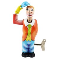 Blechspielzeug Clown Jonny Zirkus Figur Hut Blechclown