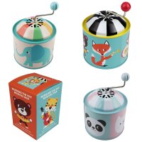 Tin toy farm animals music spinning can music box barrel...