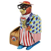 Blechspielzeug Kofferträger Affe Business Koffer Geschäftsreisender Blechfigur