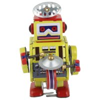 Robot Robot with drum yellow tin robot