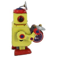 Roboter Roboter mit Trommel gelb Blechroboter