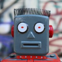 Roboter - Mechanical Robot - grau - Blechroboter